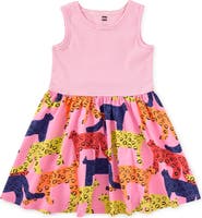 Tea Collection Print Mix Tank Skirted Dress