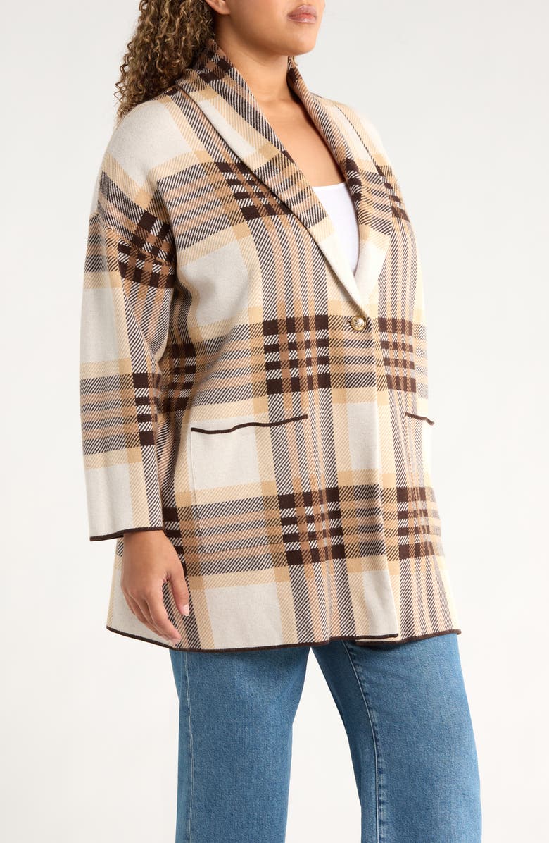 Jones New York Shawl Collar Sweater Coat, Alternate, color, Coffee Bean Multi