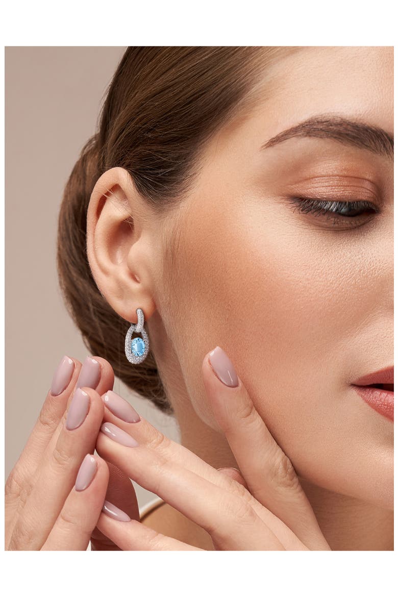 Sky Blue Topaz & White Topaz Drop Earrings, Alternate, color, BLUE