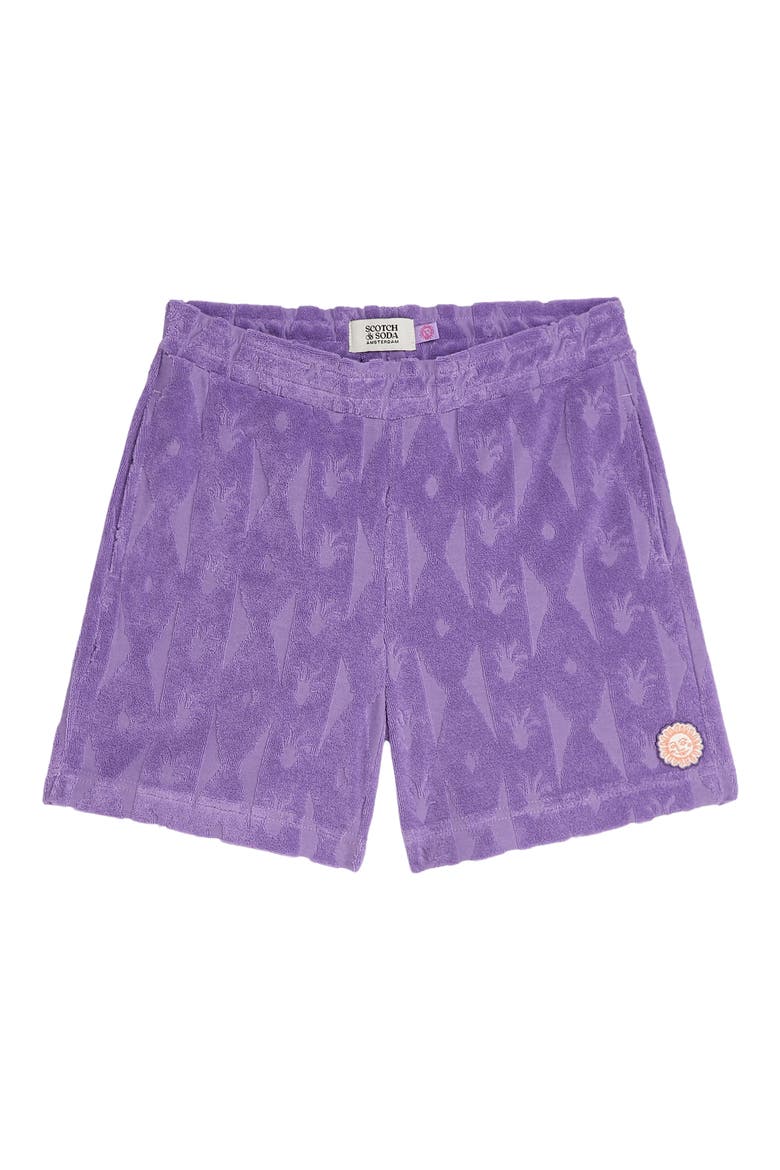 Kids' Jacquard Towelling Shorts, Main, color, CACTUS STRIPE PAISLEY PURPLE