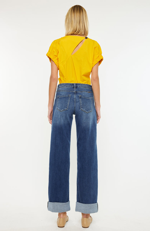 Kancan Ivanna Essentials High Rise Wide Leg Jeans In Blue