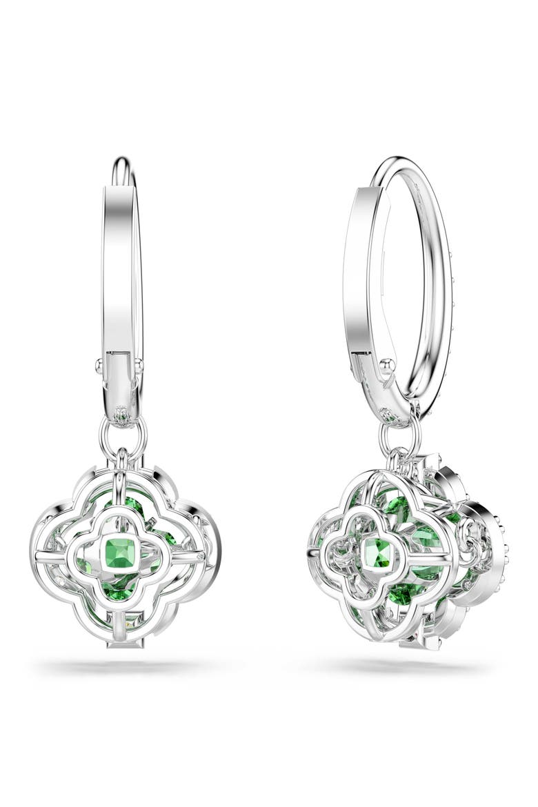 Una Clover Swarovski Crystal Drop Earrings, Alternate, color, GREEN WITH RHODIUM