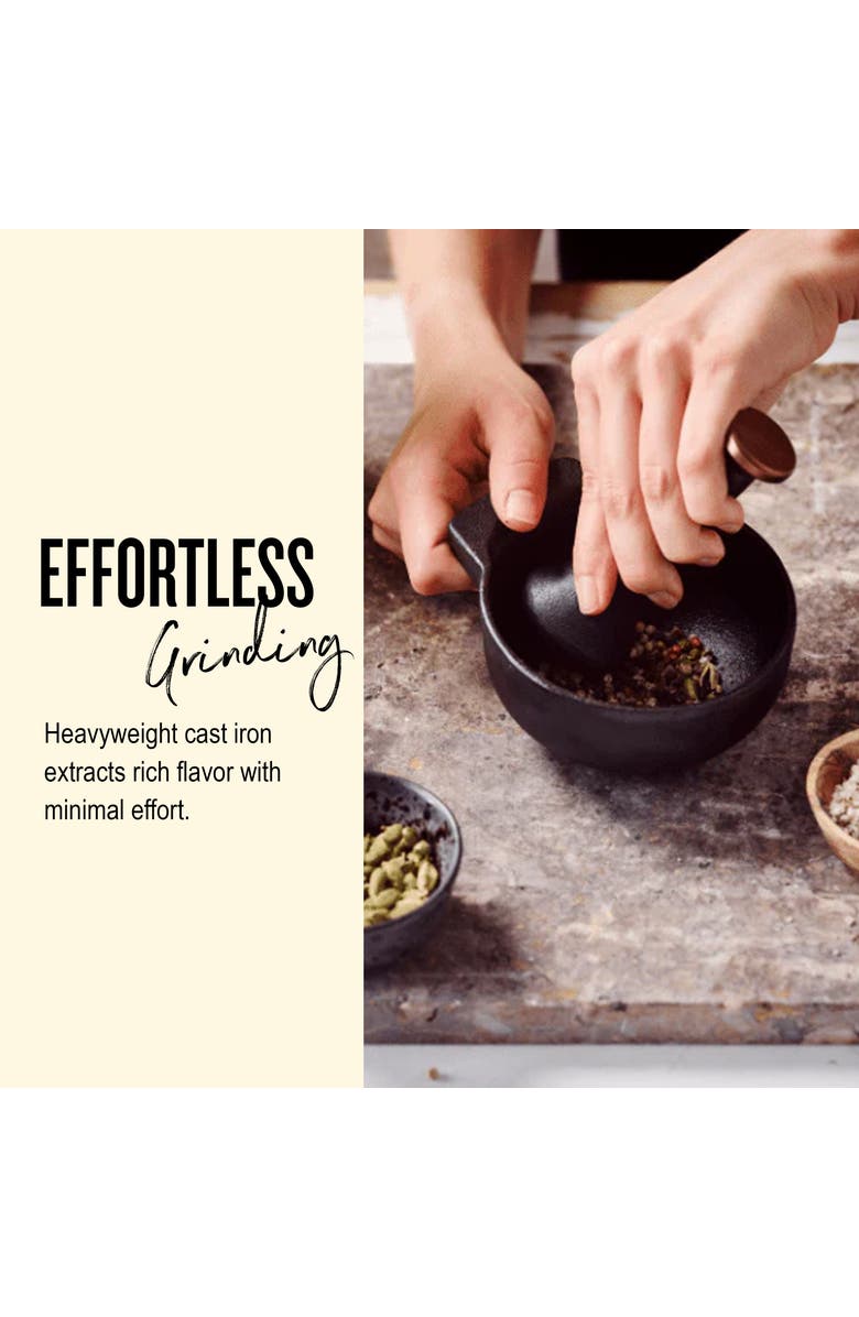 Alva Nori 2-Cup Enameled Cast Iron Mortar & Pestle Set, Alternate, color, Black