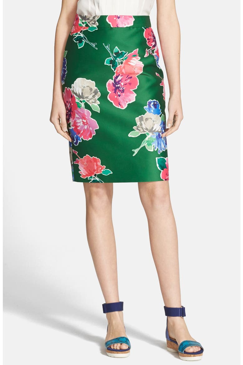 'blooms marit' pencil skirt, Main, color, LUCKY GREEN