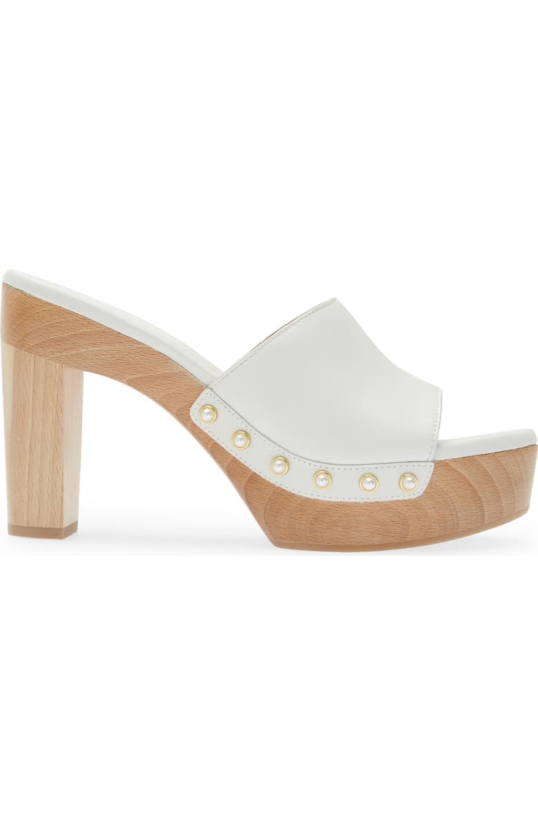 Stuart Weitzman Imitation Pearl Clog 85 Sandal, Alternate, color, White.
