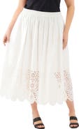 Karen Kane Embroidered Eyelet Cotton Midi Skirt