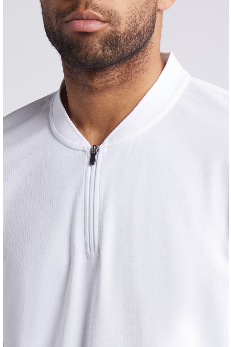 Quarter Zip Jacquard Pima Cotton Blend Knit Polo, Alternate, color, WHITE