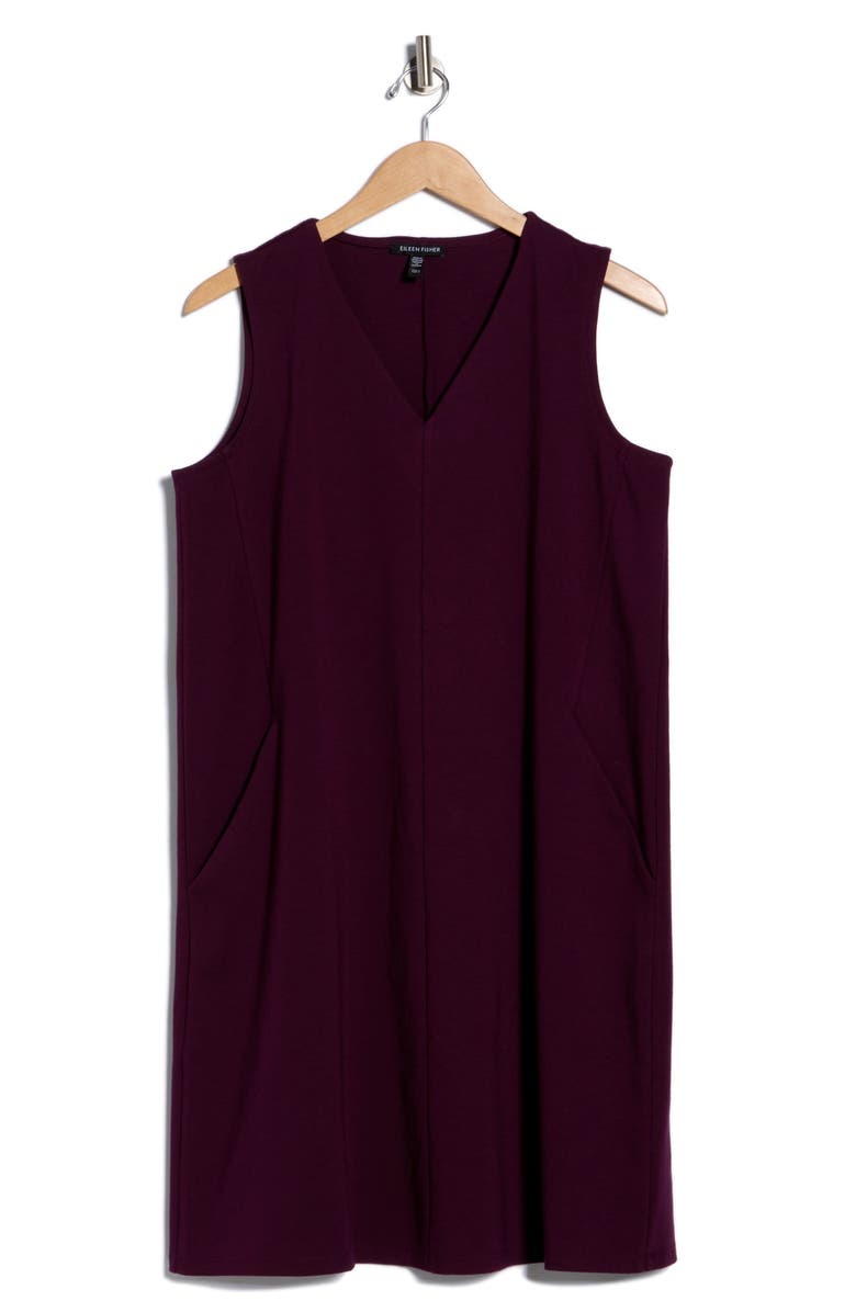 Eileen Fisher Sleeveless V-Neck Dress, Alternate, color, Blackberry