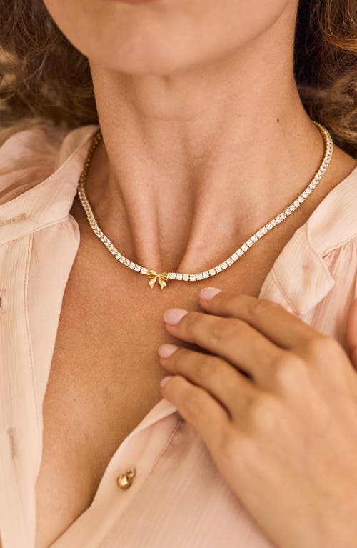 Brook & York Brook And York Coco Bow Tennis Necklace In Gold