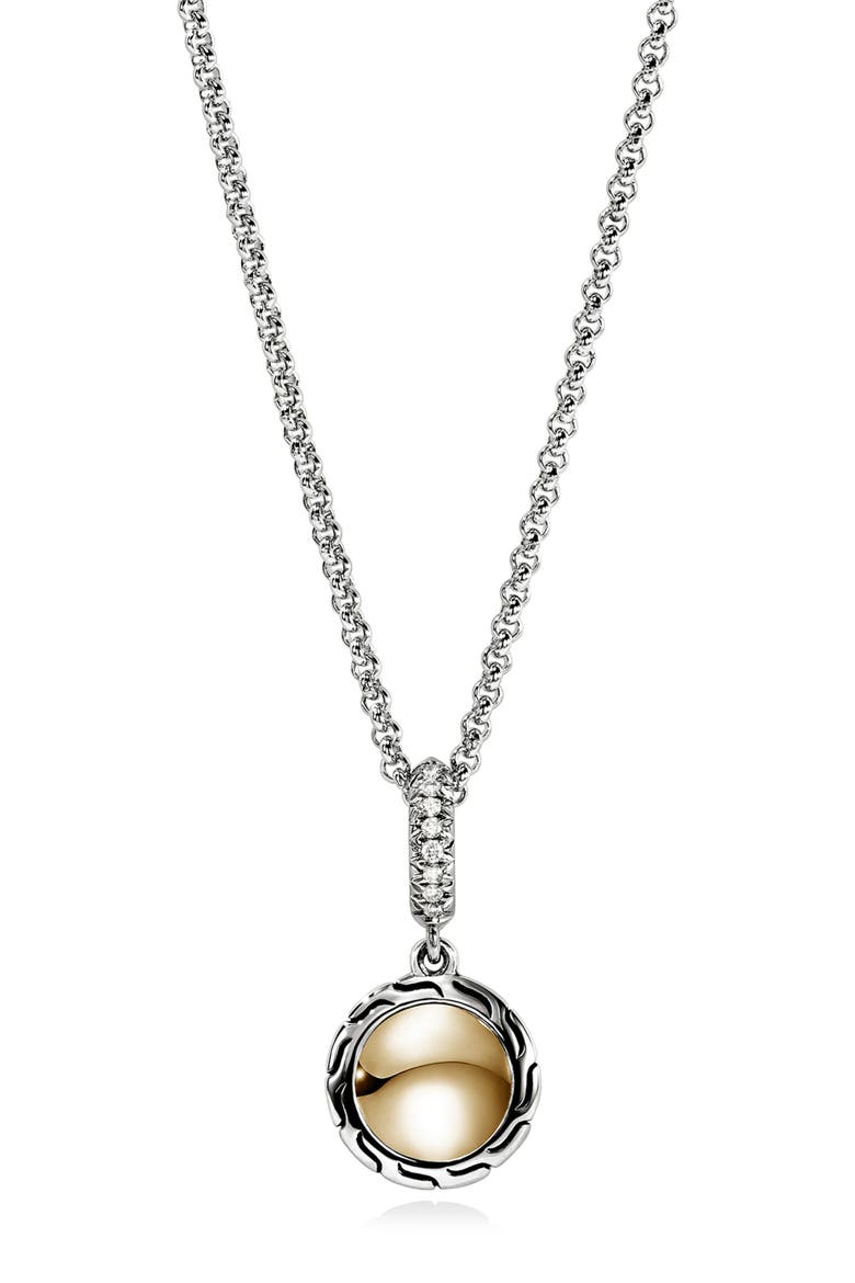 JH Essential Pendant Necklace, Diamonds, 1.5mm, Main, color, STERLING SILVER / GOLD