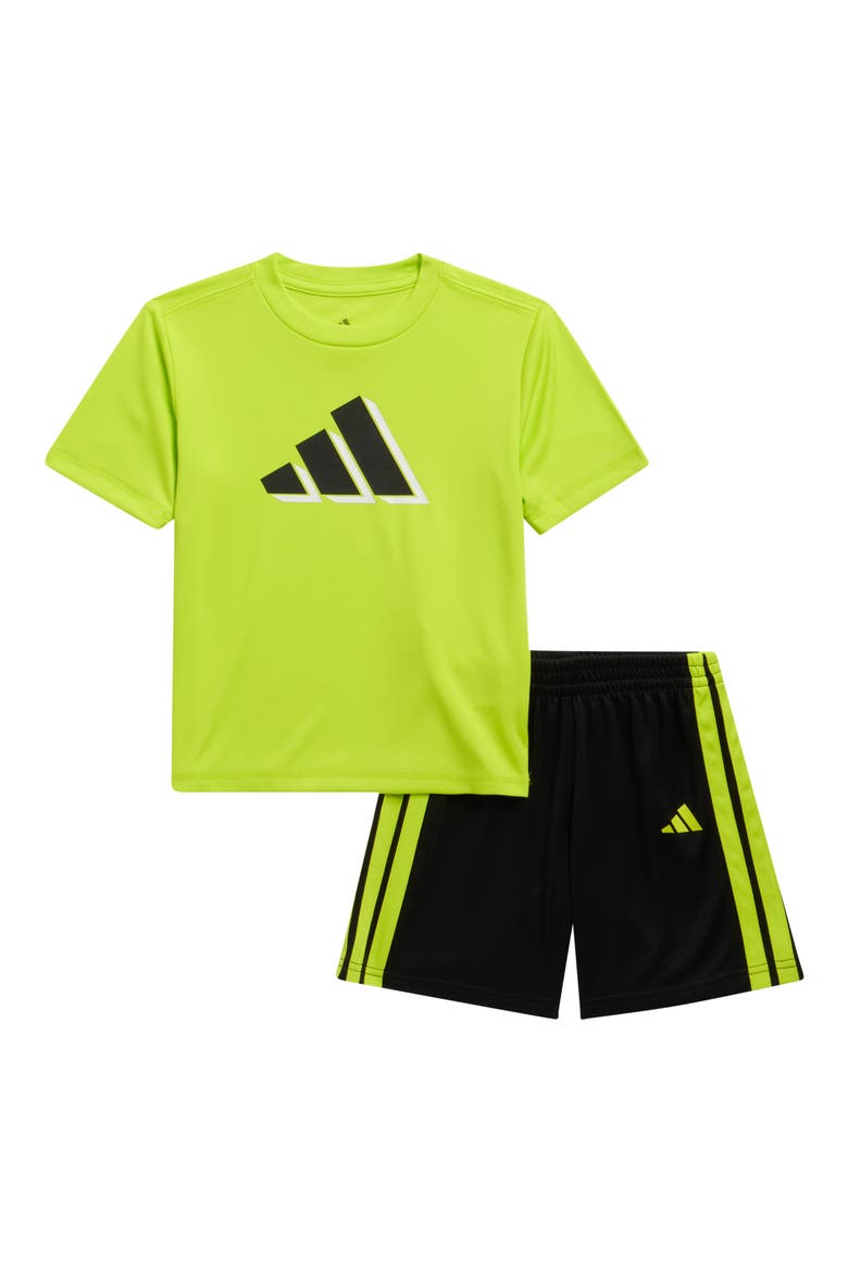 Kids' Performance Graphic T-Shirt & Shorts Set, Main, color, SEMI SOLAR YELLOW