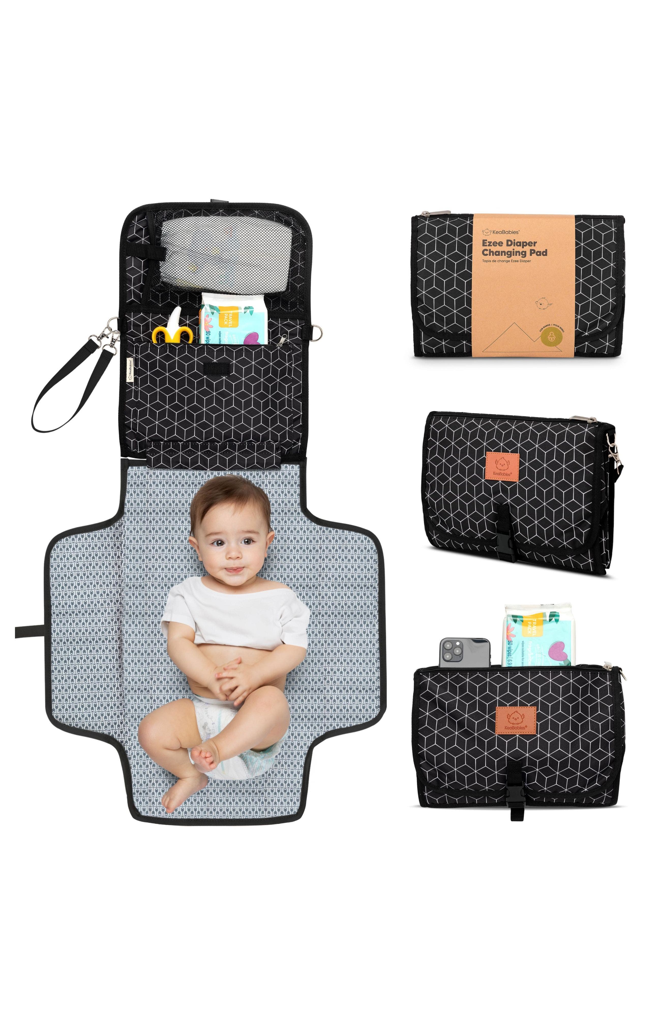 KeaBabies Ezee Diaper Changing Pad in Black Geo 