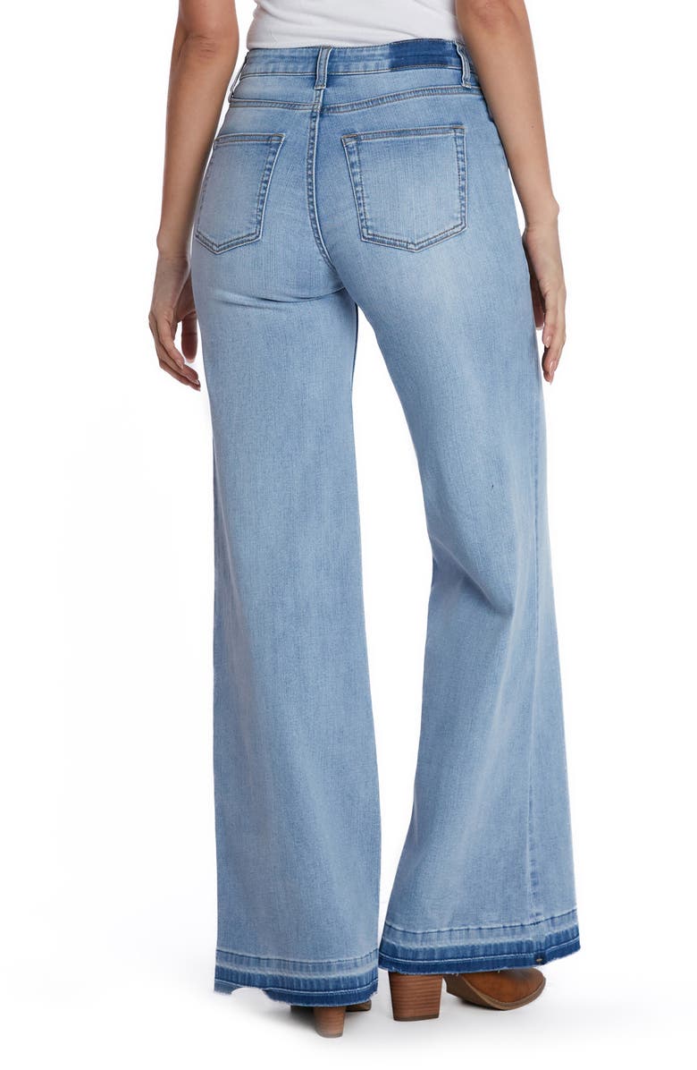 HINT OF BLU Release Hem High Waist Wide Leg Jeans, Alternate, color, Baby Blues