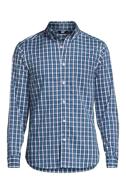 Lands' End Traditional Fit Long Sleeve Travel Kit Shirt In Blue