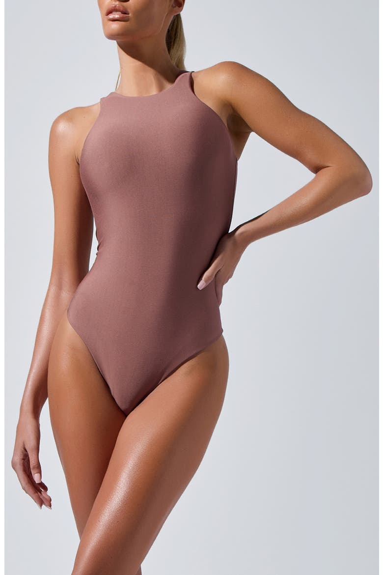 High Neck Sleeveless Bodysuit, Alternate, color, MAUVE