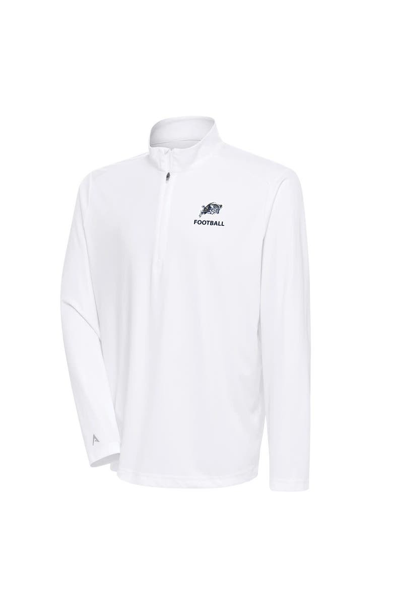 ANTIGUA Men's Antigua White Navy Midshipmen Football Tribute Quarter-Zip Pullover Top, Main, color,