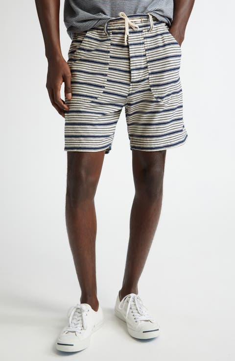 Indigo Stripe Jersey Shorts