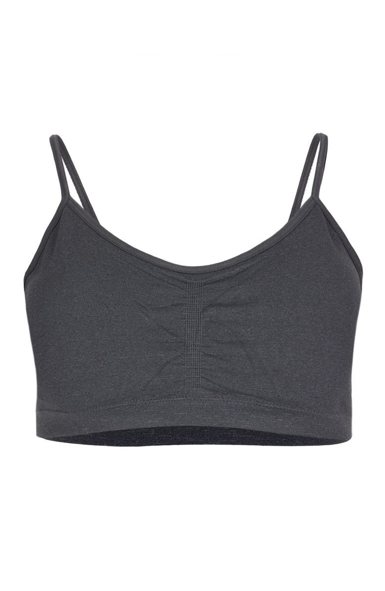 MeMoi 2 Pair Pack Gathered Front Cup Training Bra, Alternate, color, Light Gray Heather