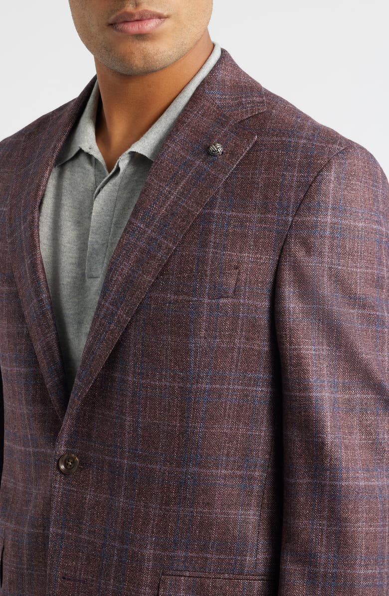Jack Victor McAllen Red Plaid Soft Constructed Wool & Silk Blend Sport Coat, Alternate, color,