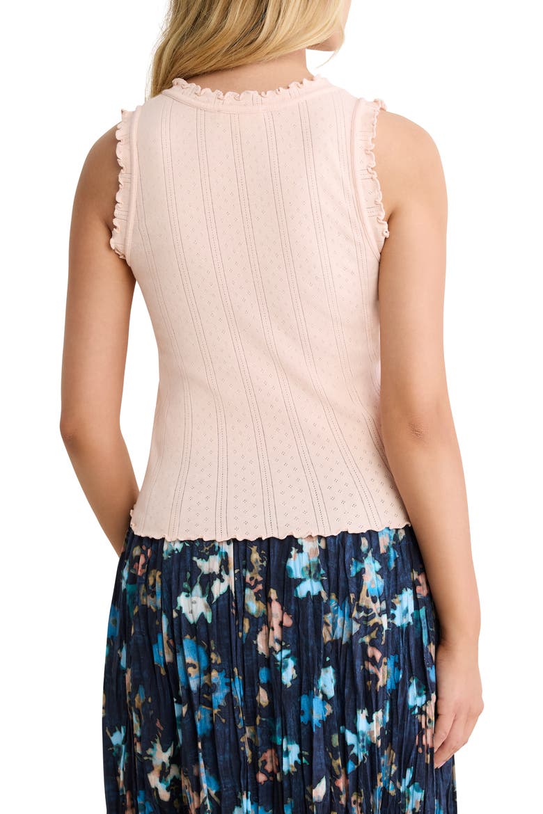 Ella Rib Lettuce Trim Cotton Pointelle Tank, Alternate, color, ORANGE SHERBERT