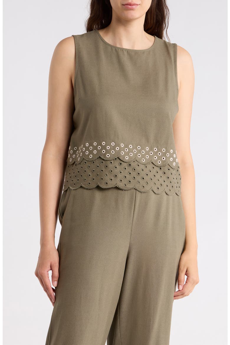Eyelet Scallop Shell, Main, color, LIGHT OLIVE