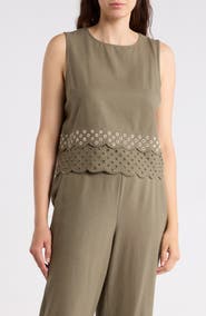Ellen Tracy Eyelet Scallop Shell