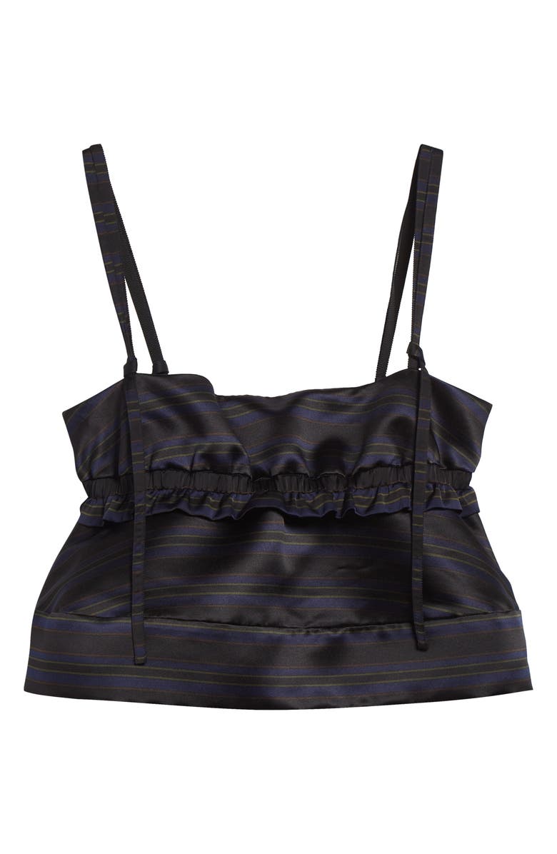 Sacai Stripe Satin Crop Camisole, Main, color, Black/ Navy