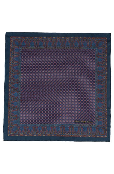 Geometric Print Square Silk Scarf