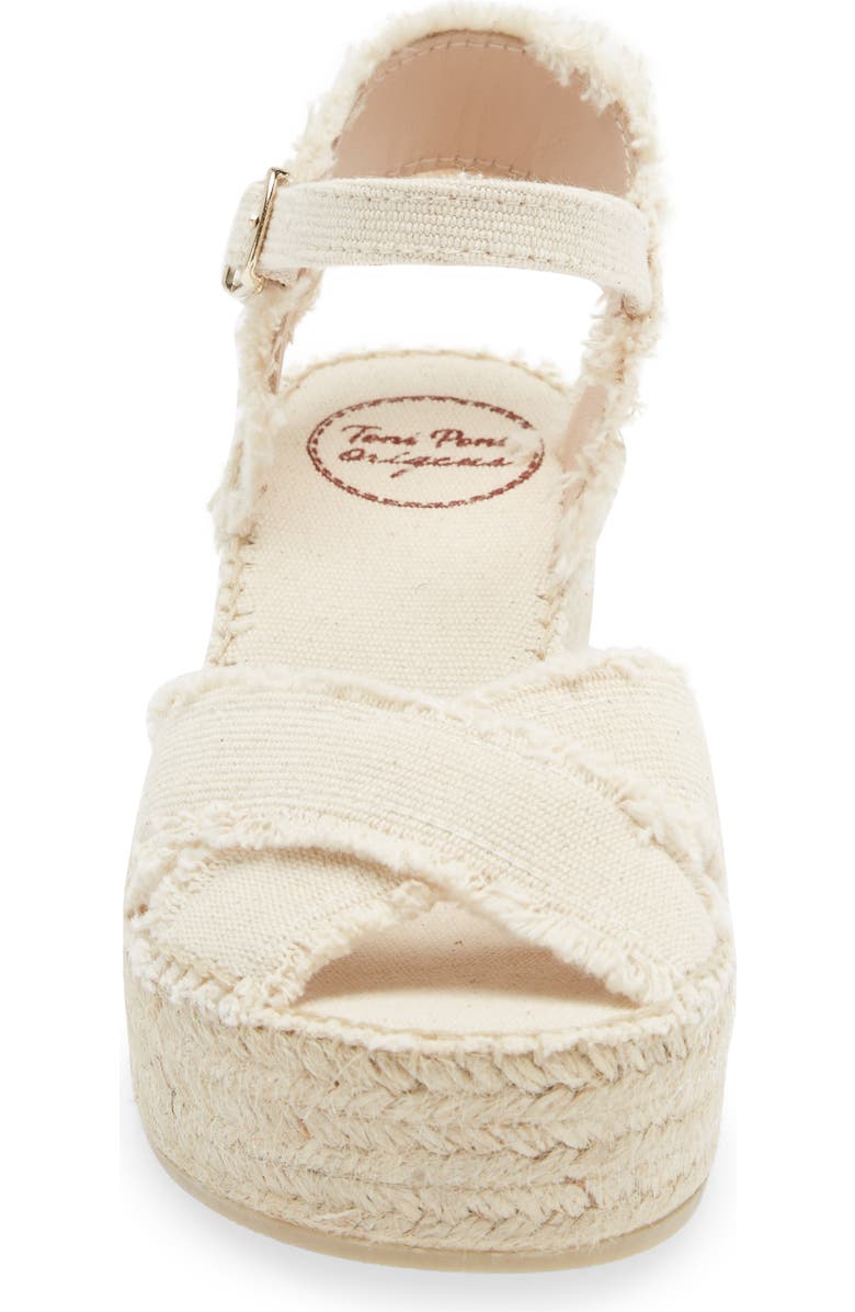 Toni Pons Irina Ankle Strap Wedge Sandal, Alternate, color, Ecru Fabric