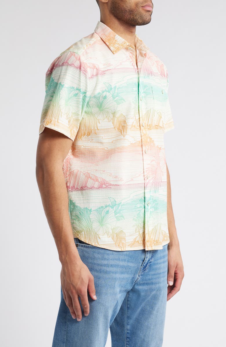 Tommy Bahama Nova Wave Corsica Coast Short Sleeve Cotton Blend Seersucker Button-Up Shirt, Alternate, color, Marble Cream