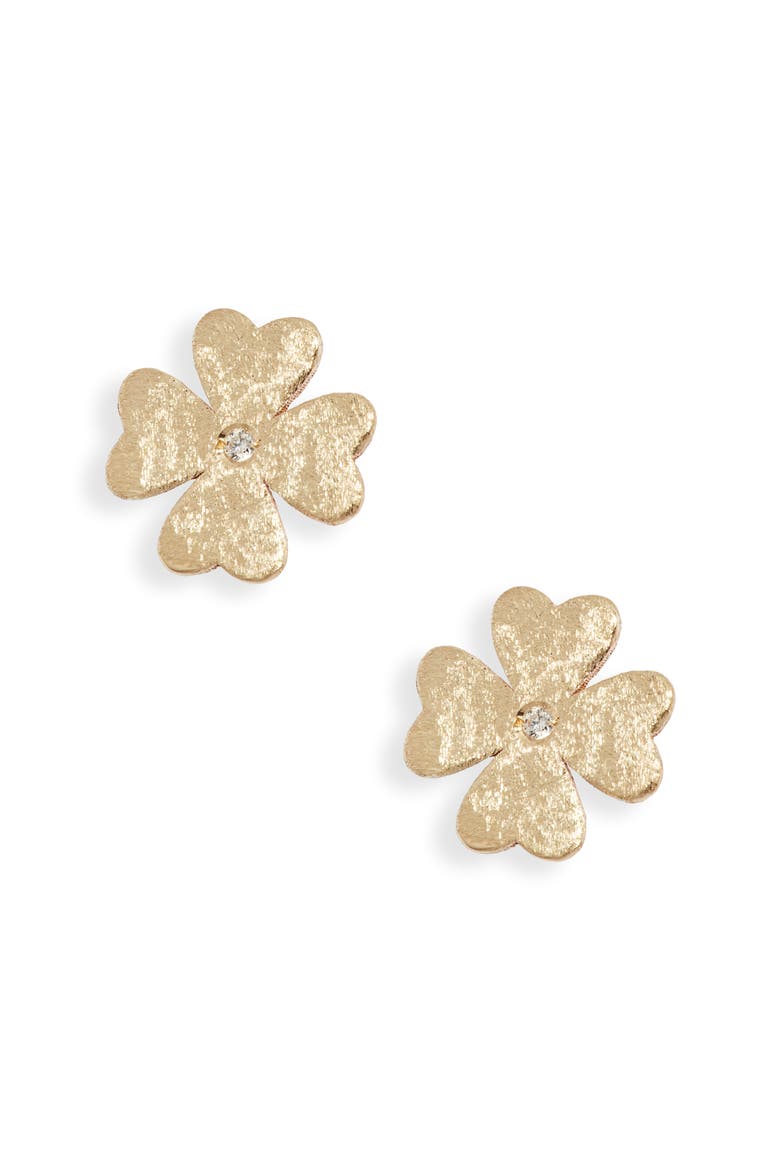 Diamond Flower Stud Earrings, Main, color, YELLOW GOLD