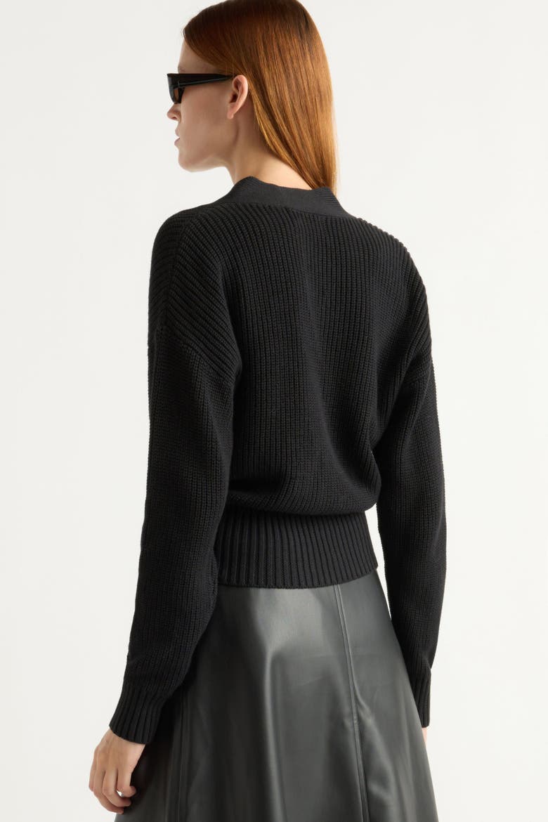 Maren Cropped V-Neck Sweater, Alternate, color, Black