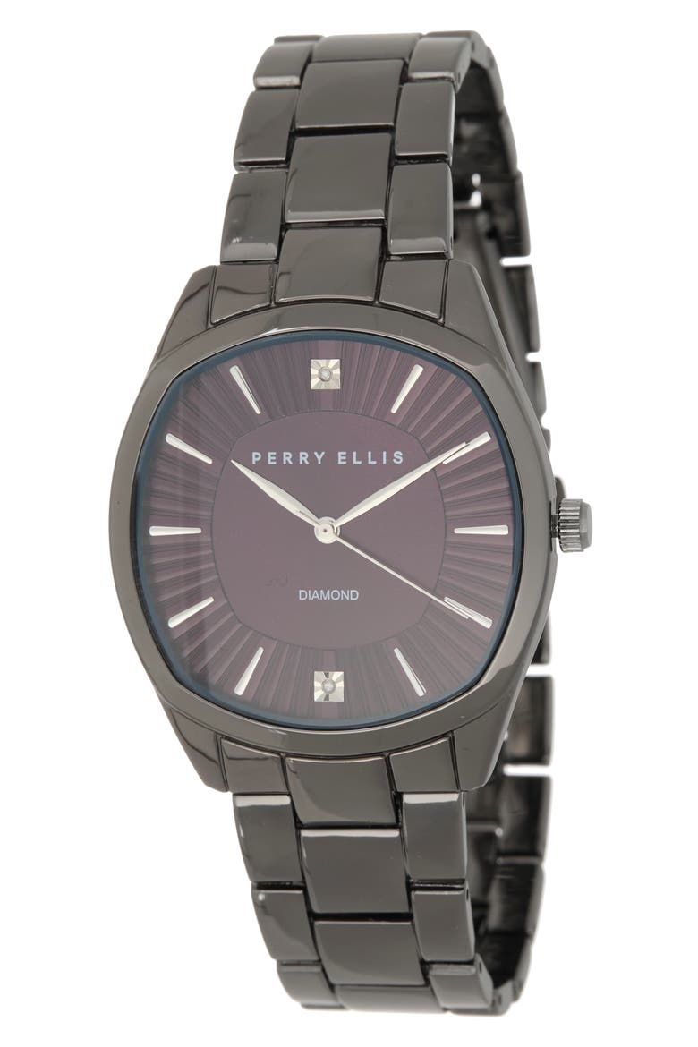Diamond Slim Bracelet Quartz Watch, 41mm, Main, color, GUNMETAL