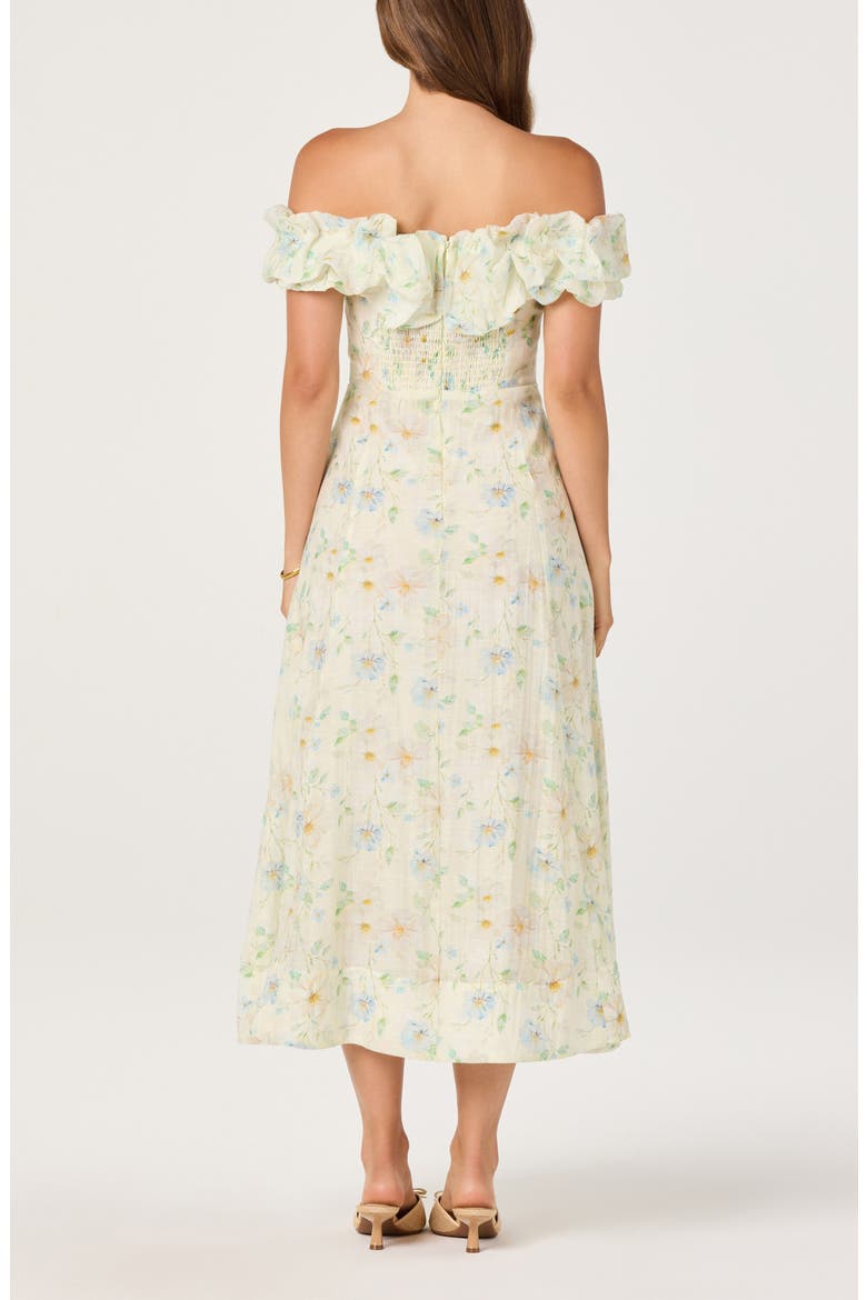 Alannah Floral Print Off the Shoulder Dress, Alternate, color, PALE YELLOW FLORAL