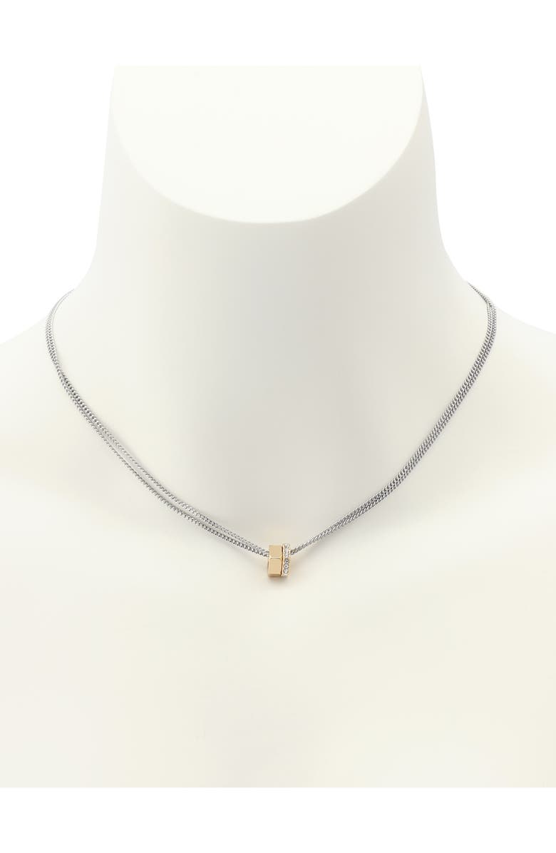 AllSaints Two-Tone Bolt Pendant Necklace, Alternate, color, 