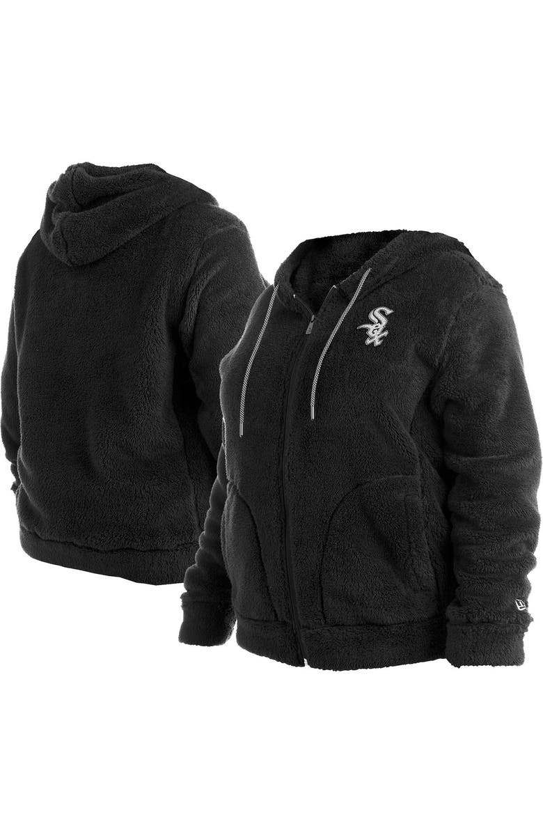 New Era Women's New Era Black Chicago White Sox Plus Size Sherpa Full-Zip Jacket, Main, color, 