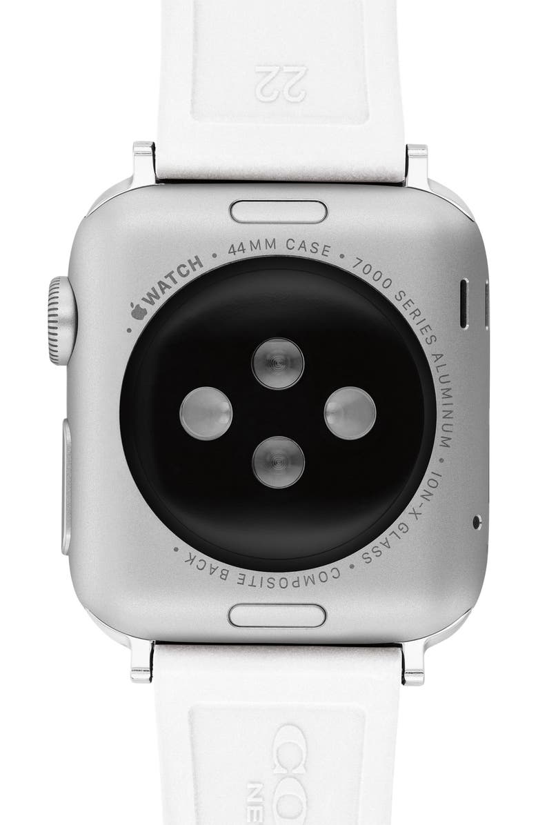 COACH Silicone Apple Watch<sup>®</sup> Strap, Alternate, color, White