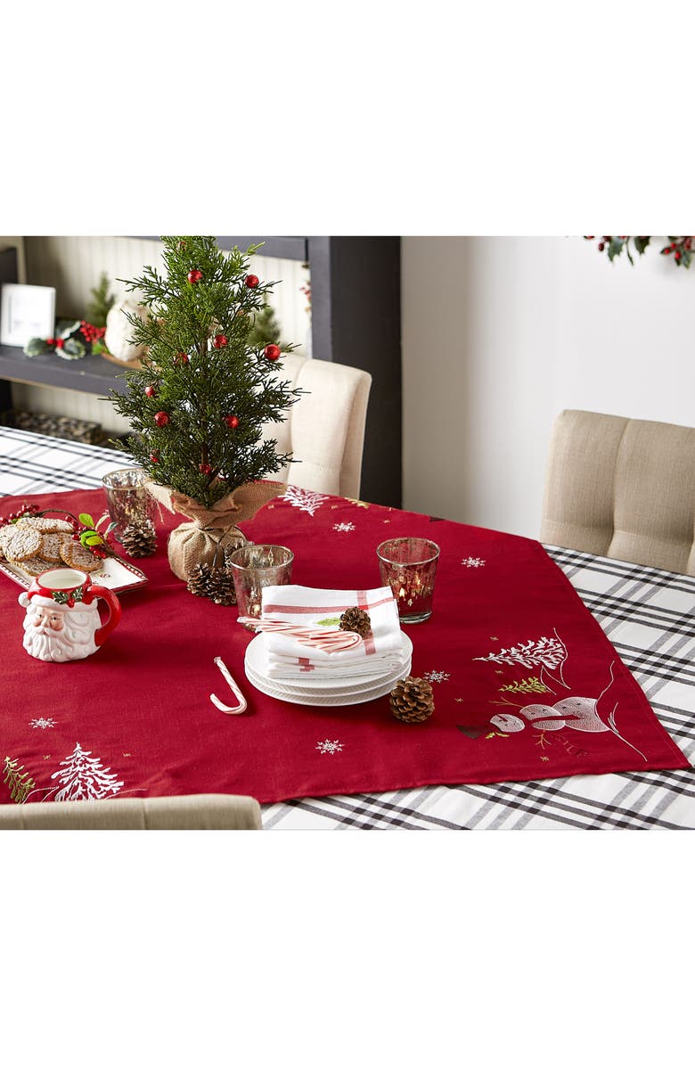 Design Imports Embroidered Square Table Topper, Alternate, color, Snowman