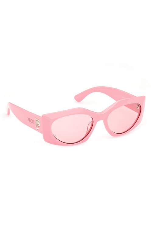 Pucci Women's Shiny Pink Faceted Rectangle Sunglasses In Pink