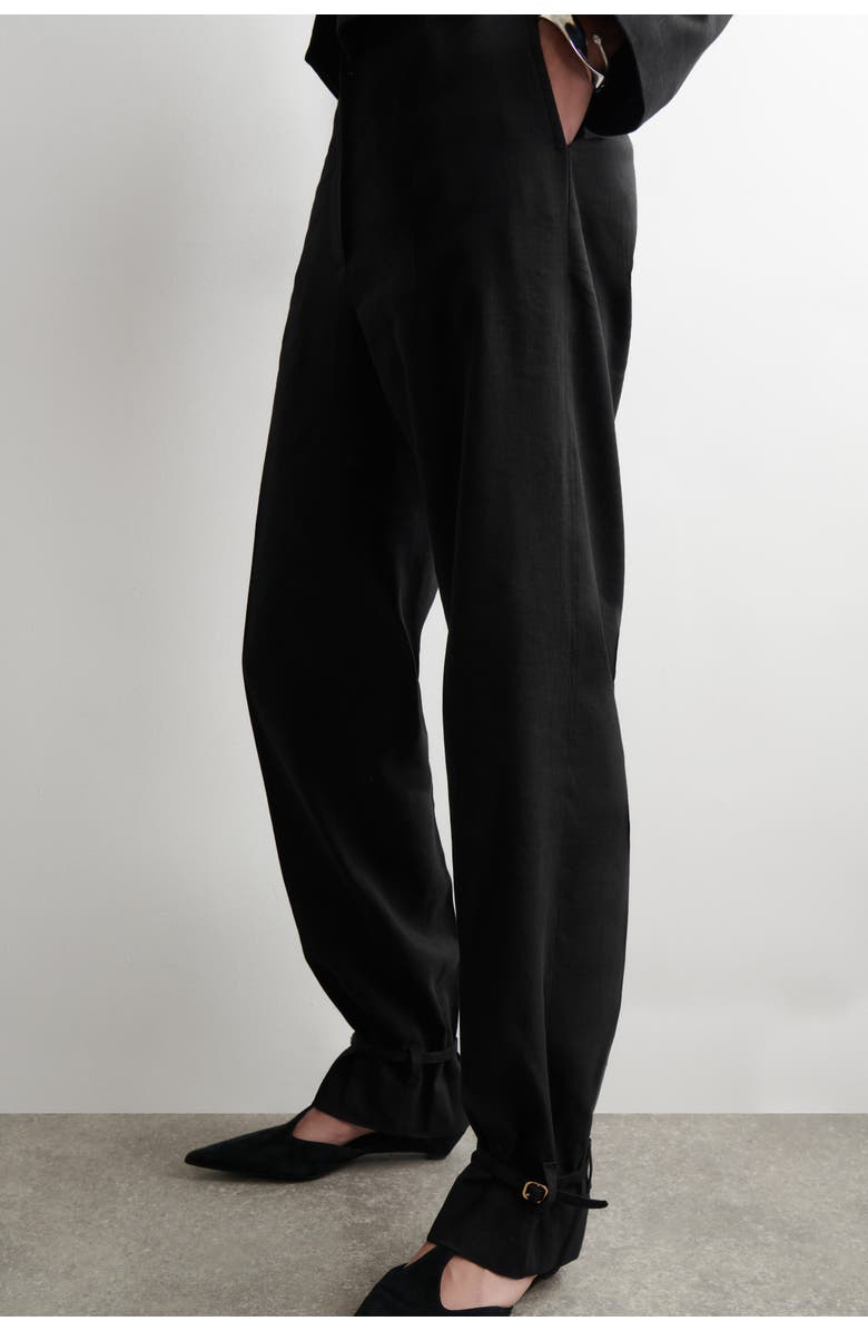 COS Linen Straight-leg Trousers, Alternate, color, Black