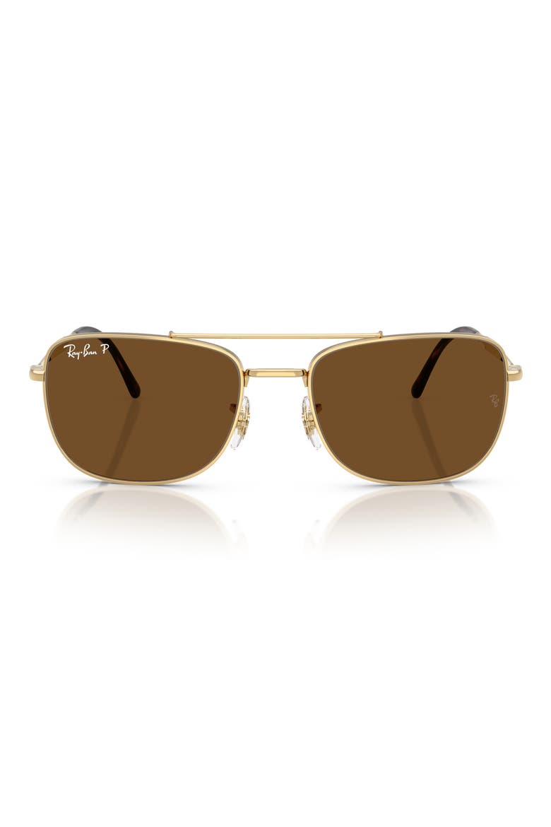 62mm Polarized Rectangular Sunglasses, Main, color, ARISTA