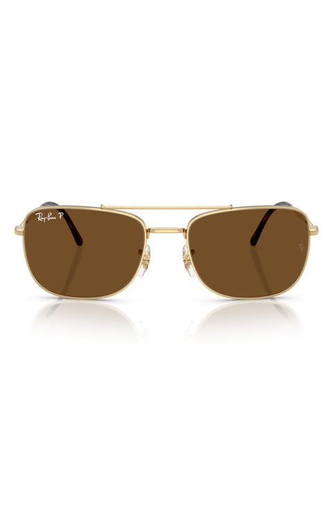 62mm Polarized Rectangular Sunglasses