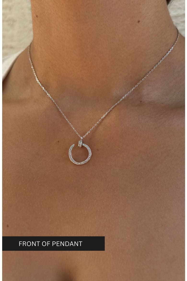 Cubic Zirconia Nail Pendant Necklace, Alternate, color, SILVER