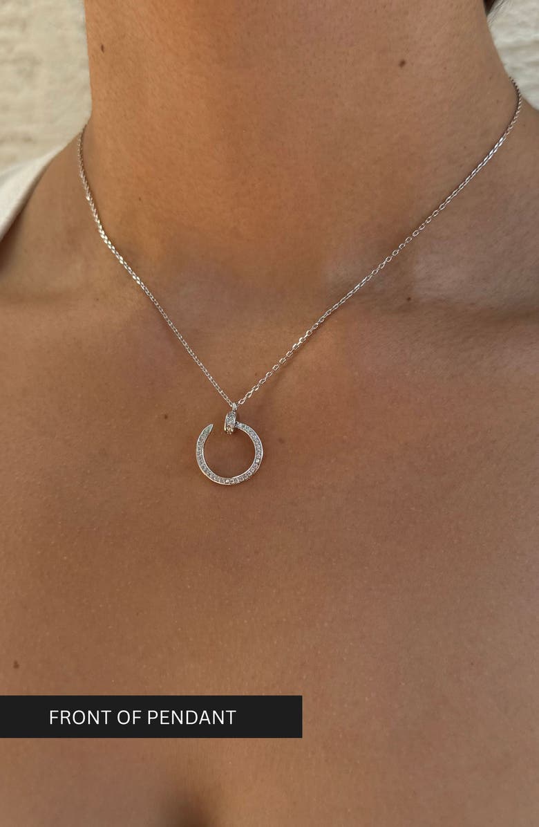 Adornia Cubic Zirconia Nail Pendant Necklace, Alternate, color, Silver