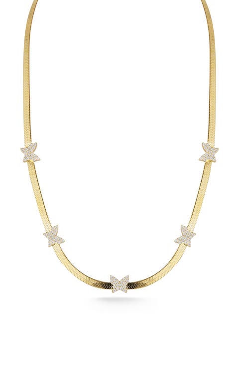 Pavé CZ Butterfly Station Necklace