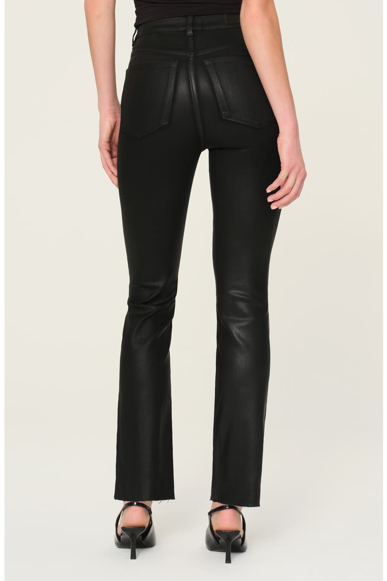 Halle Instasculpt Raw Hem High Waist Ankle Straight Leg Jeans, Alternate, color, BLACK COATED