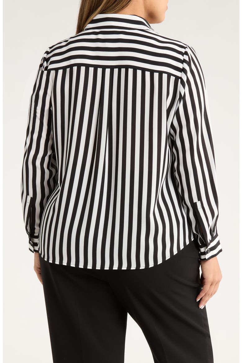 Stripe Button-Up Shirt, Alternate, color, BLACK/ VANILLA ICE