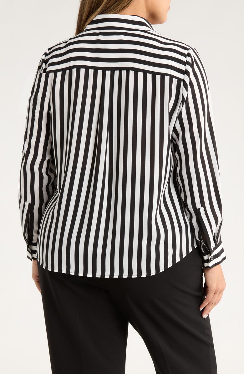 KASPER Stripe Button-Up Shirt, Alternate, color, Black/ Vanilla Ice