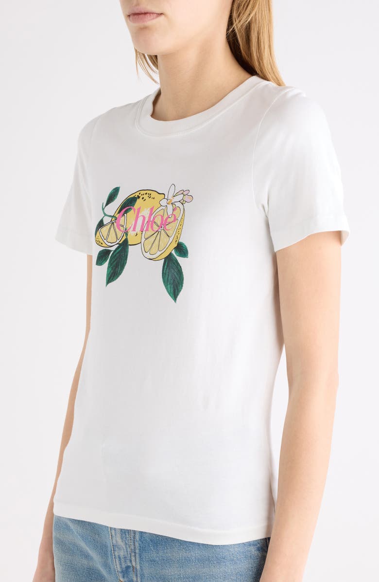 Chloé Lemon Graphic T-Shirt, Alternate, color, Iconic Milk
