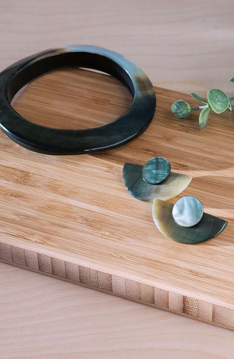 LIKHA 3-in-1 Mother-of-Pearl Geometric Stud Earrings Set, Alternate, color, Black